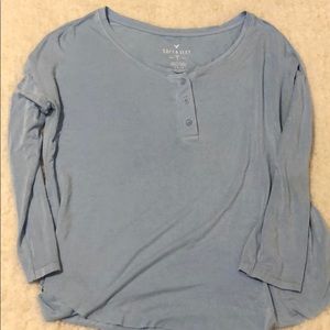 Blue 3/4 Sleeve Length Shirt